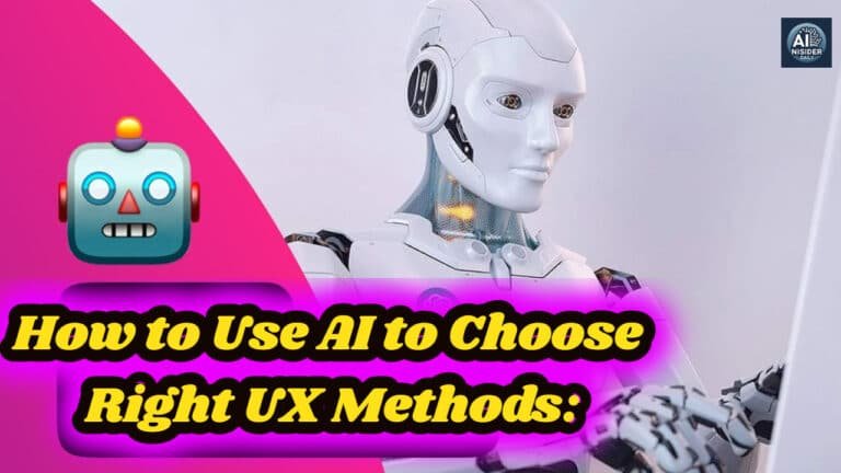How to Use AI to Choose Right UX Methods: A visual representation of AI analysing UX research methods with interconnected nodes highlighting decision pathways between different methodologies