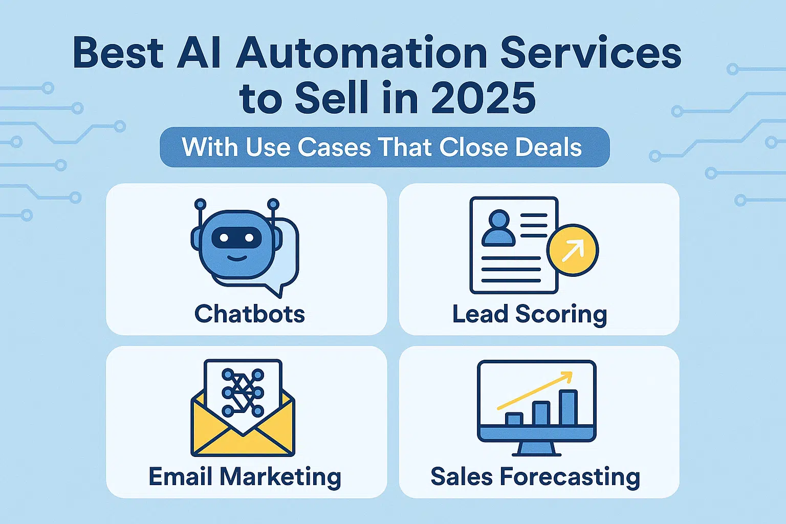 9 Powerful Ways to Build a Successful AI Agency in 2025 5 Best AI Automation Services to Sell in 2025 (With Use Cases That Close Deals)